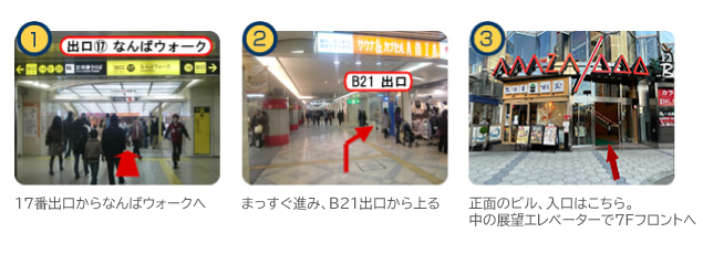 地下鉄なんば駅からのルート
