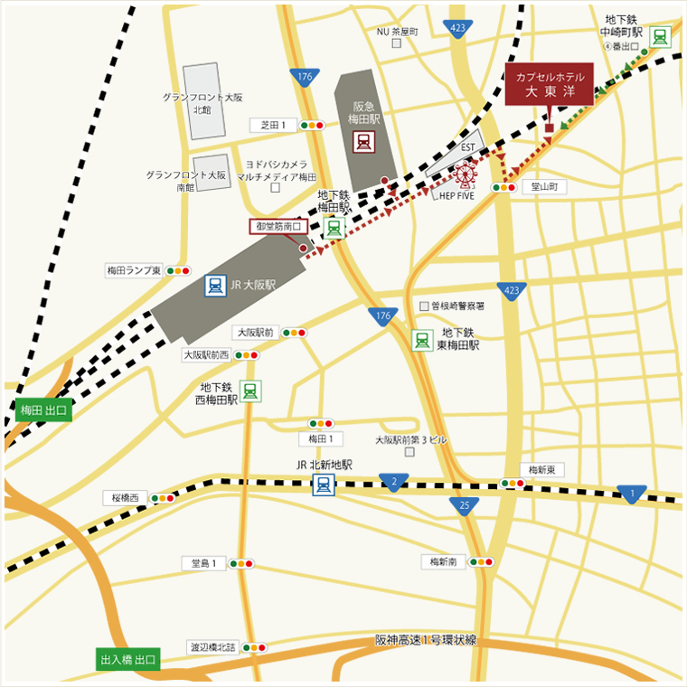 カプセルホテル大東洋　アクセスマップ